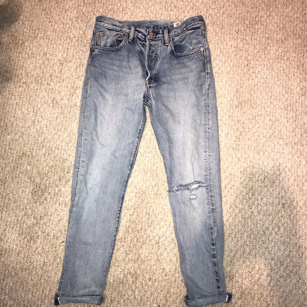Levi 501 acid wash high waisted mom jeans